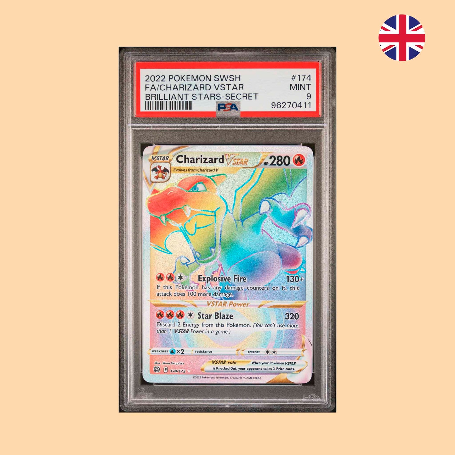 PSA 9 - 2022 CHARIZARD V-ASTRO (BRS 174) - INGLES